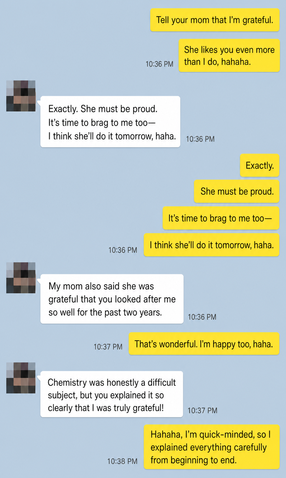 English translation of a student and teacher reflecting on two years of Chemistry study