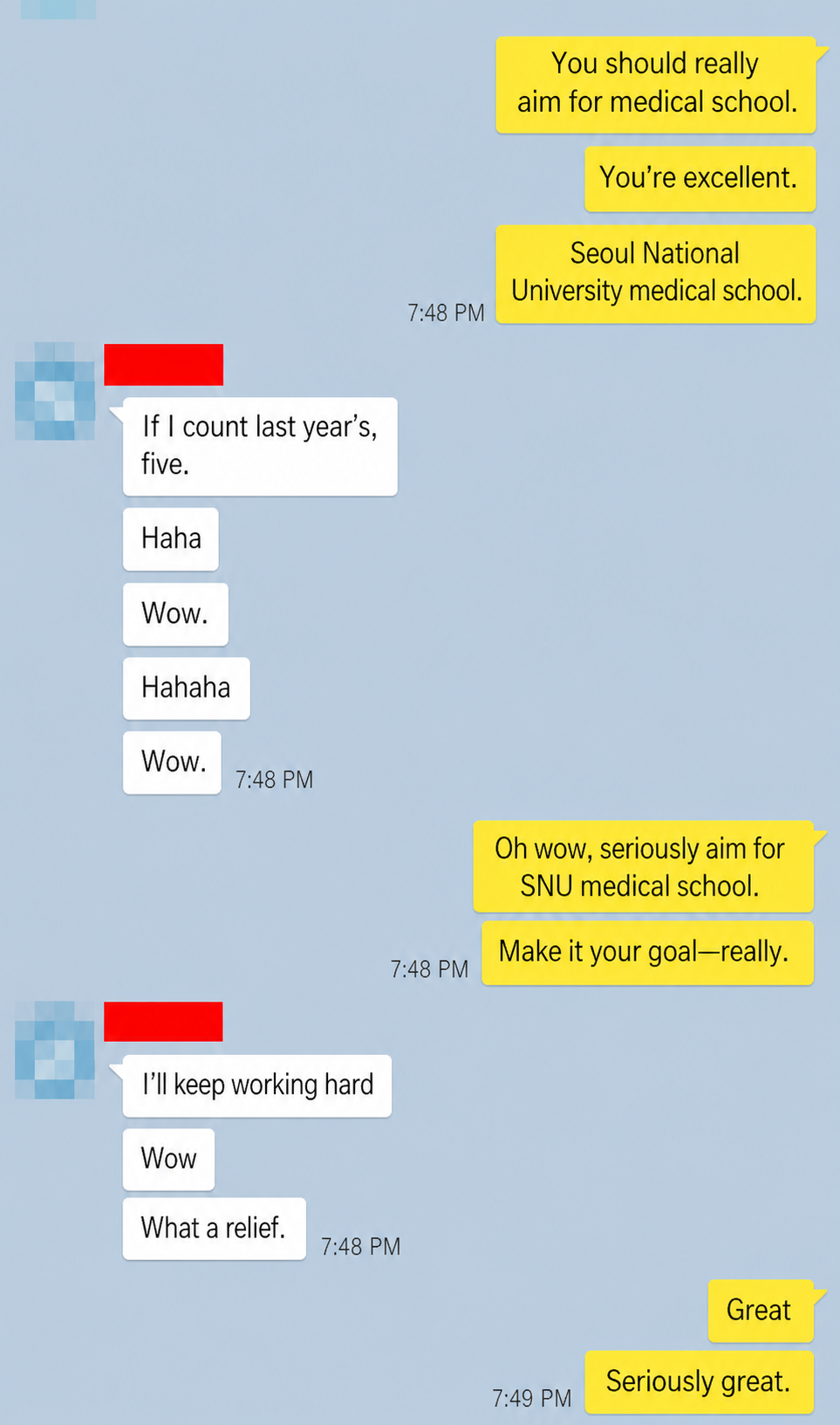 English translation of a student discussing five completed AP subjects