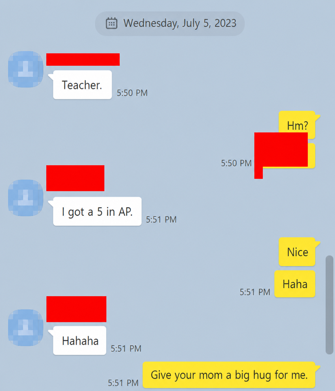 English translation of another AP Chemistry score 5 conversation