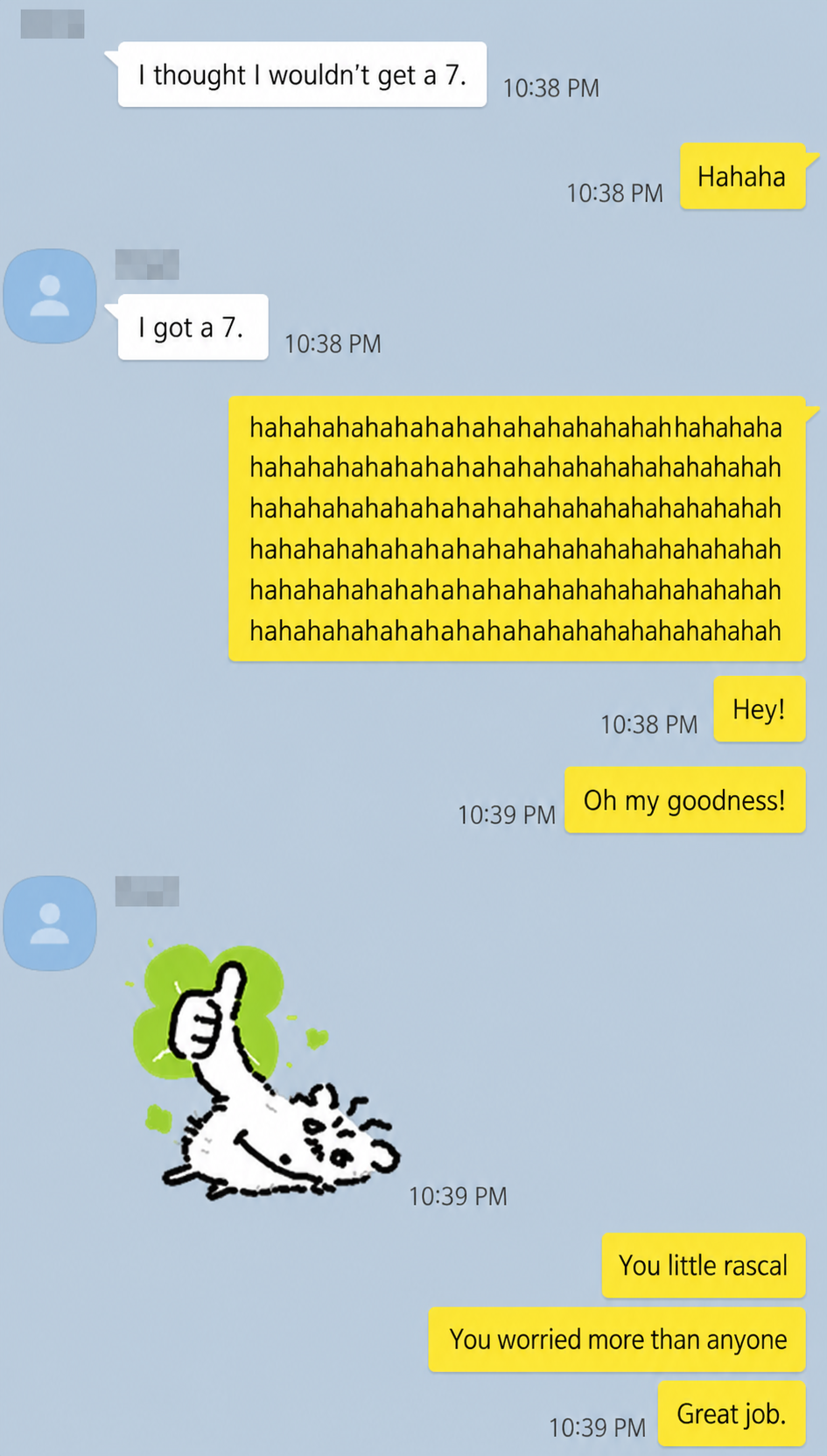 English translation of an IB Chemistry student surprised to receive a grade 7