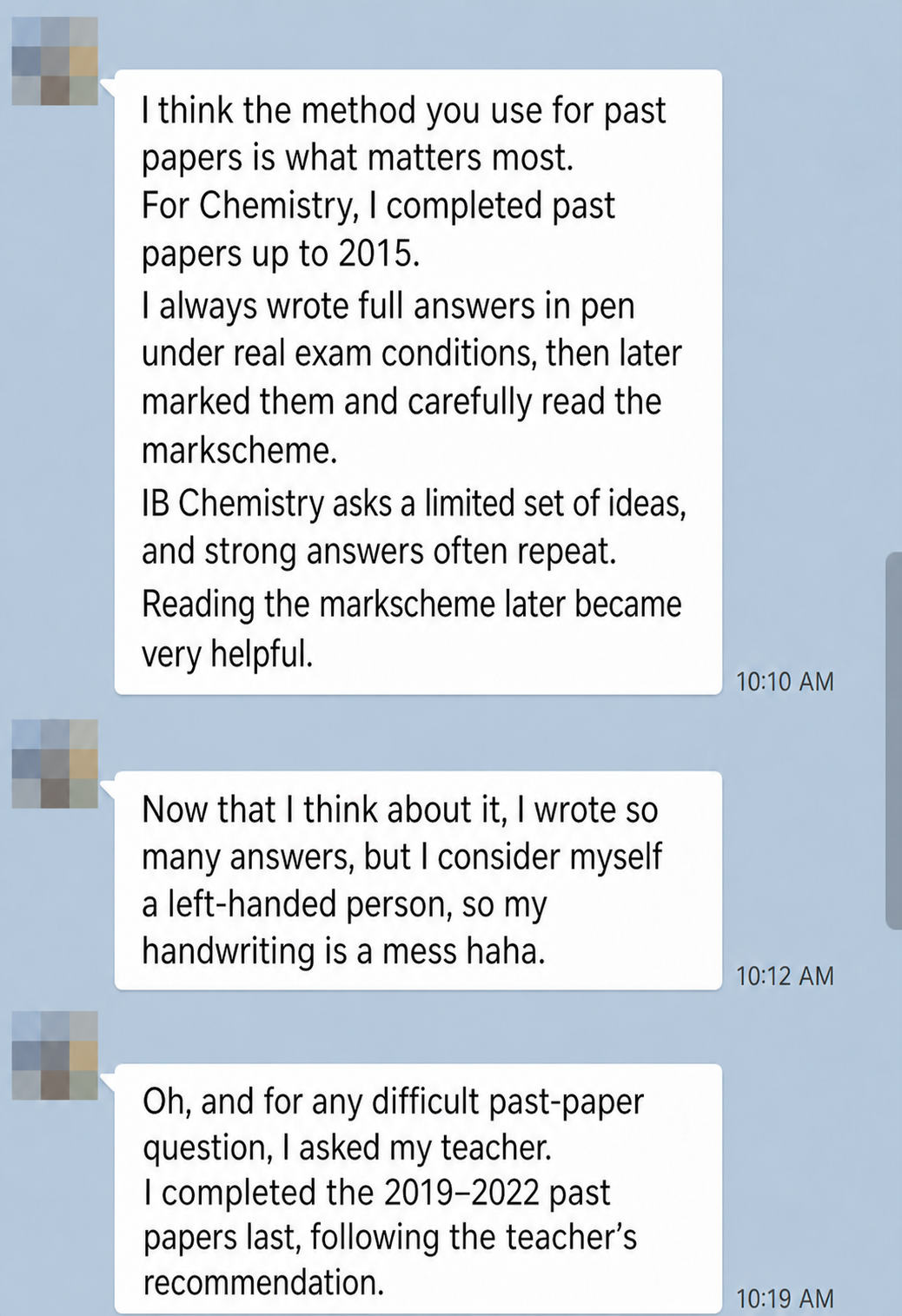 English translation of advice on writing full IB Chemistry answers and reviewing markschemes