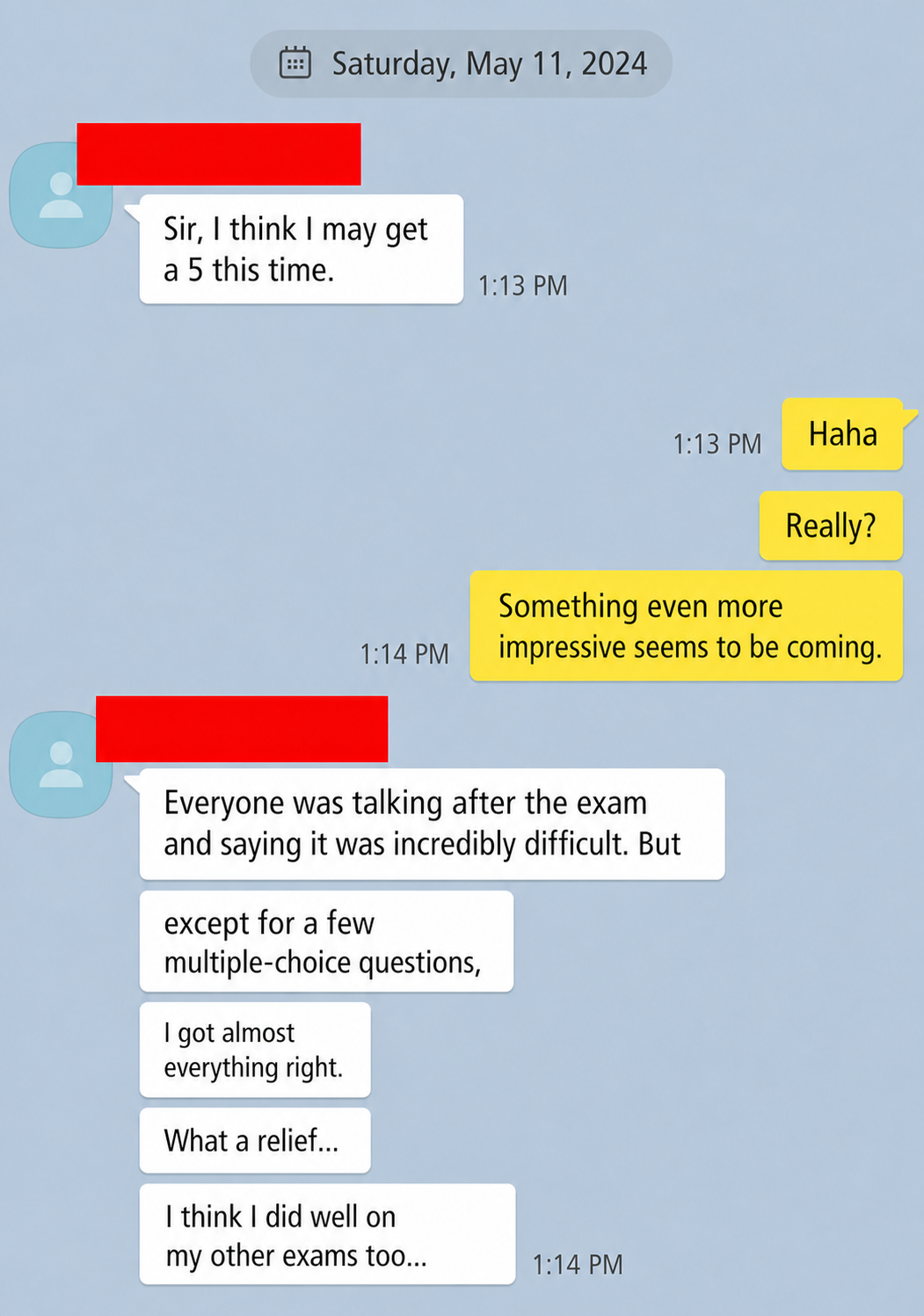 English translation of an AP Chemistry student expecting a score of 5 after the 2024 examination