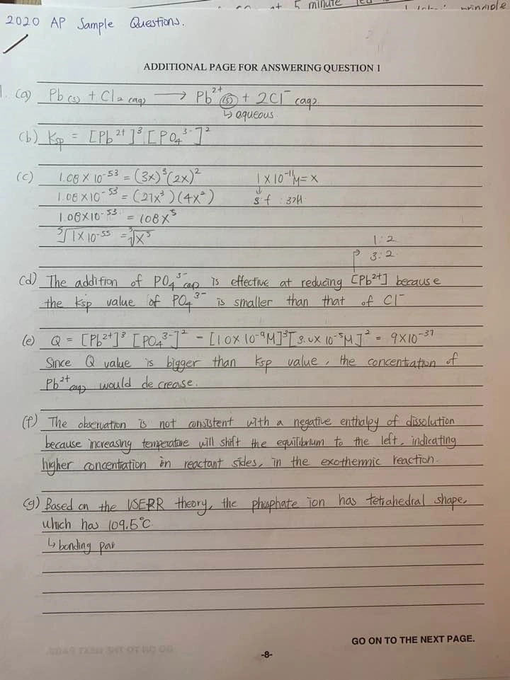 AP Chemistry Ends and IB and SAT Chemistry Begin: 2020 Answers and Lessons with Chadwick, KMLA, NLCS, US, and China Students